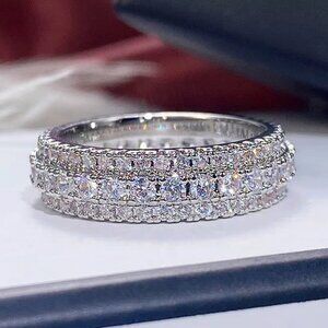 NEW 14k White Gold Pave Diamond Ring Band